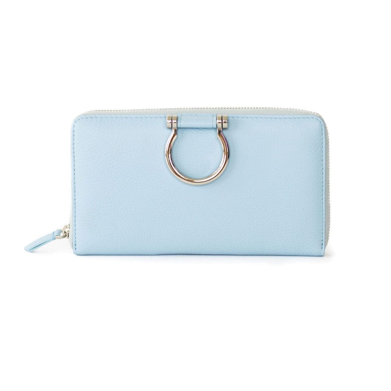 Winnie Jo XL Wallet and Crossbody - Silver Sky Blue Oil Leather | Sapahn.