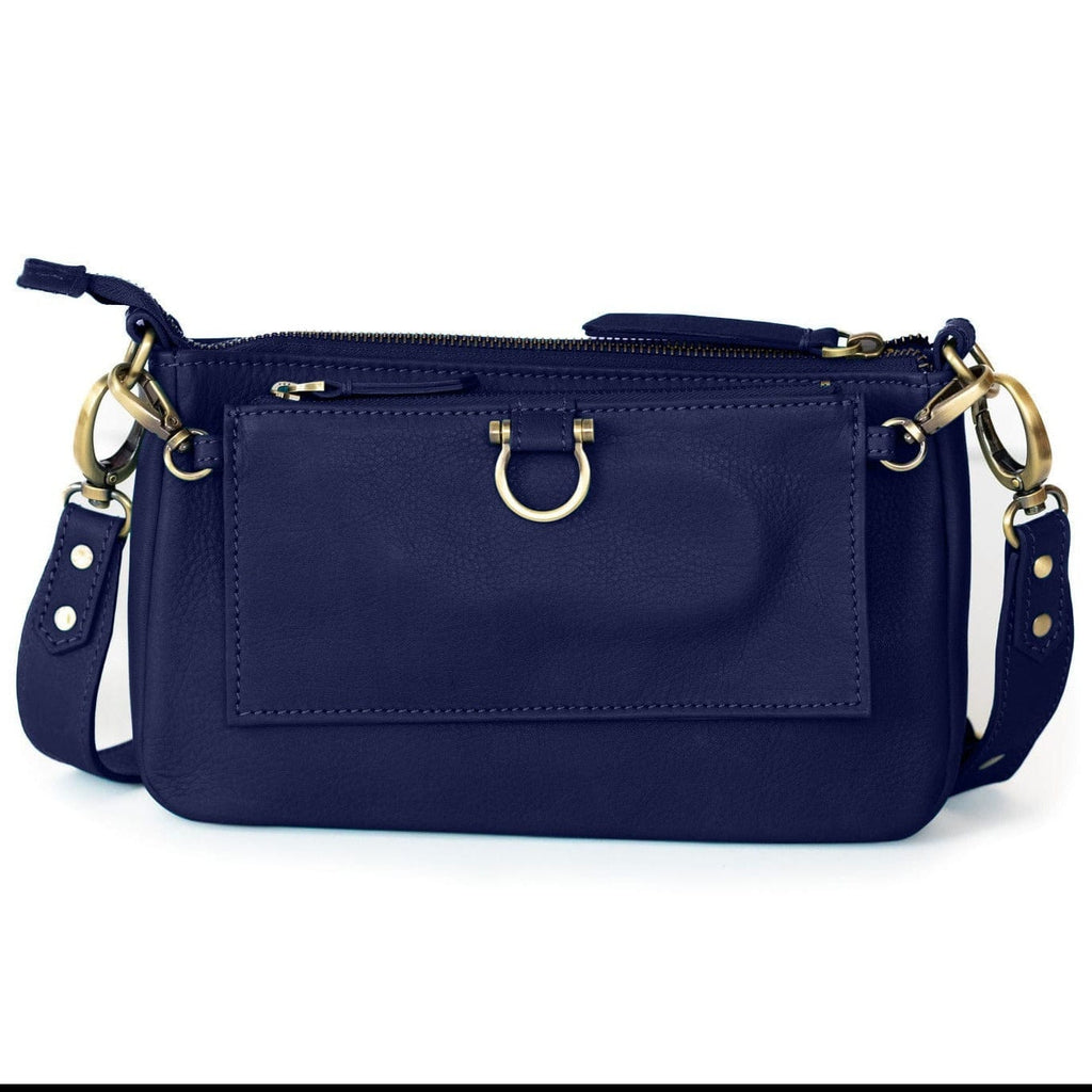 AE Crossbody Wristlet Wallet - Navy Raw Leather | Sapahn.