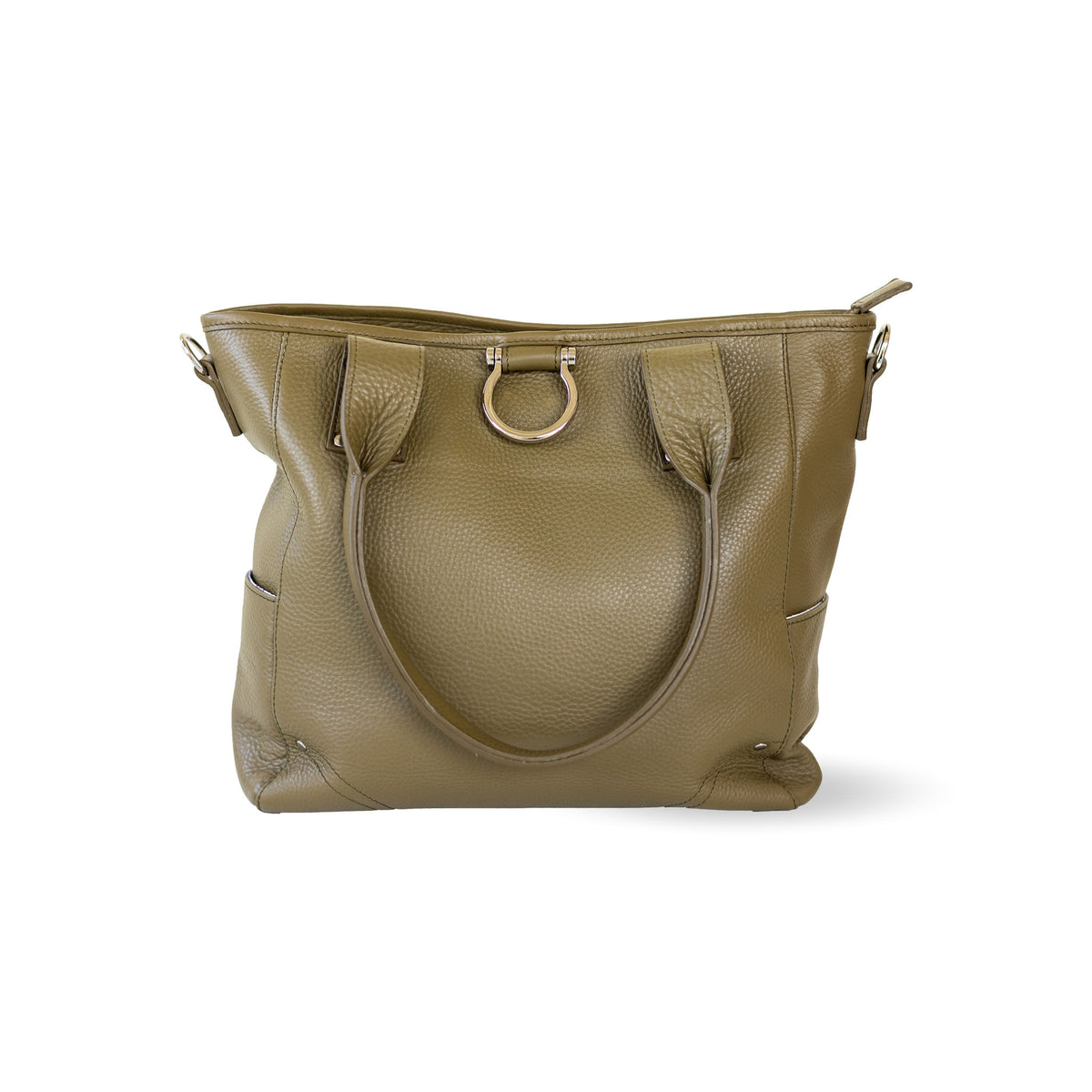 Sapahn Chloe Tote Bag in Silver Olive Oil Leather #Color_Silver Olive Oil Leather