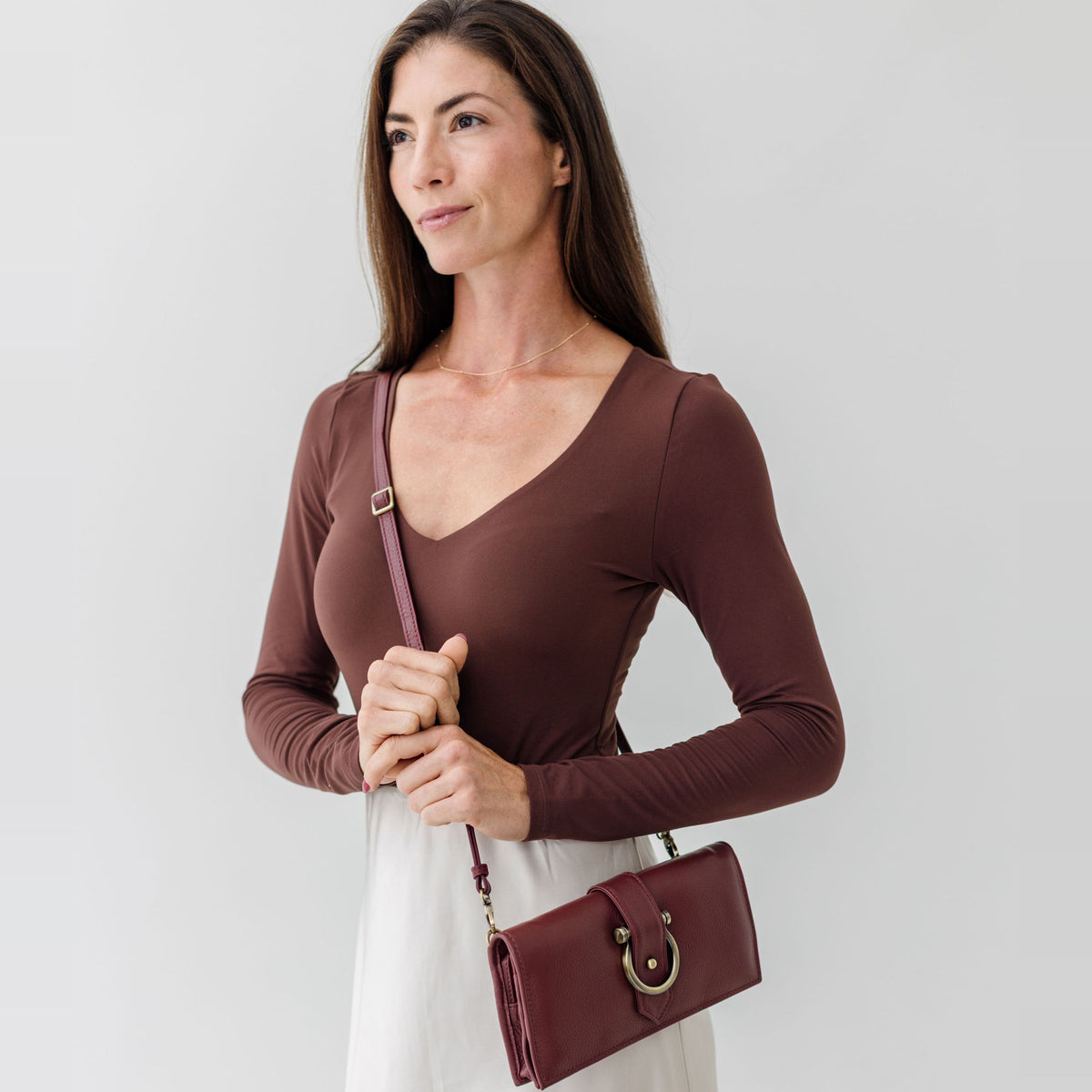 Sapahn Ciara Crossbody and Wallet in Burgundy Oil Leather #Color_Burgundy Oil Leather