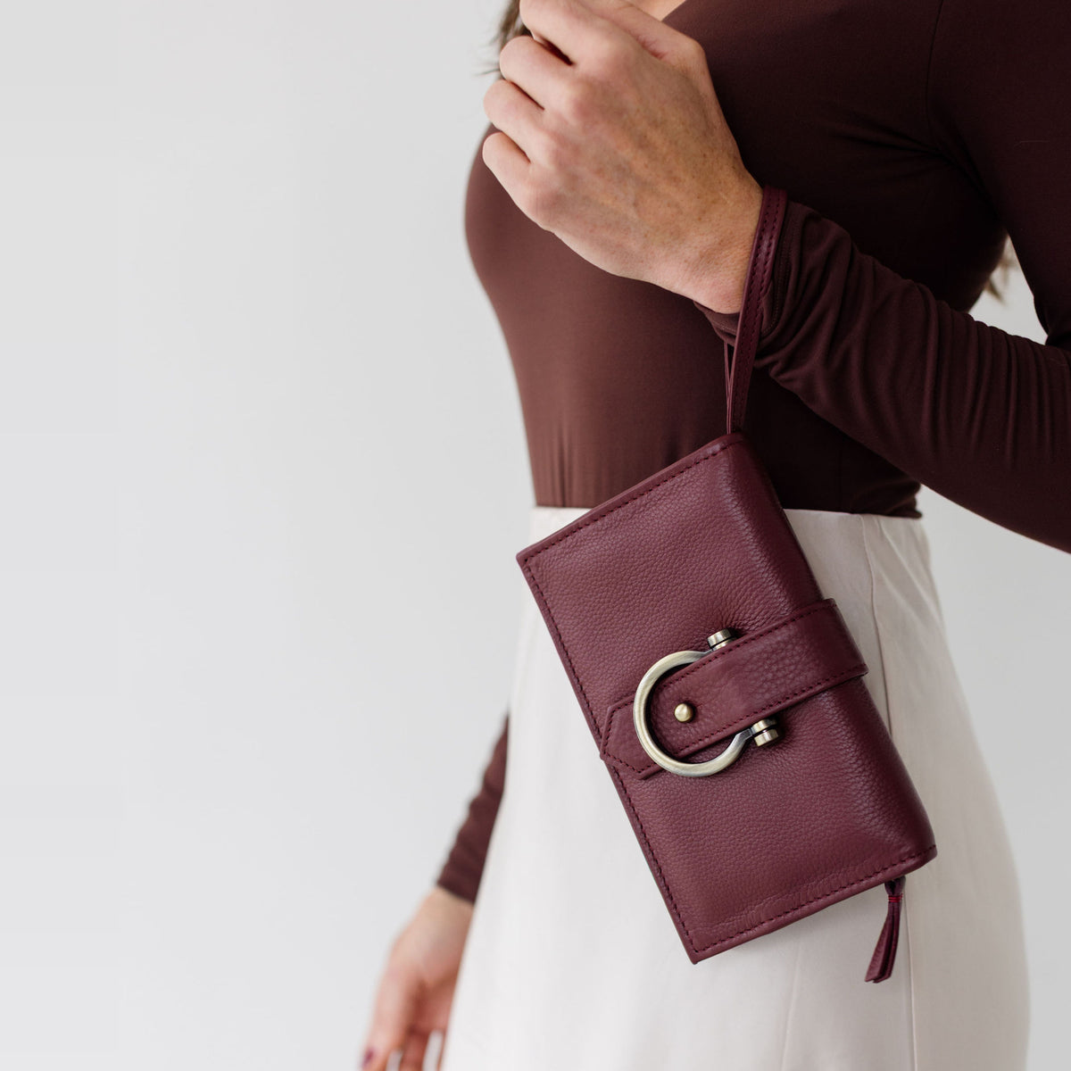 Sapahn Ciara Crossbody and Wallet in Burgundy Oil Leather #Color_Burgundy Oil Leather
