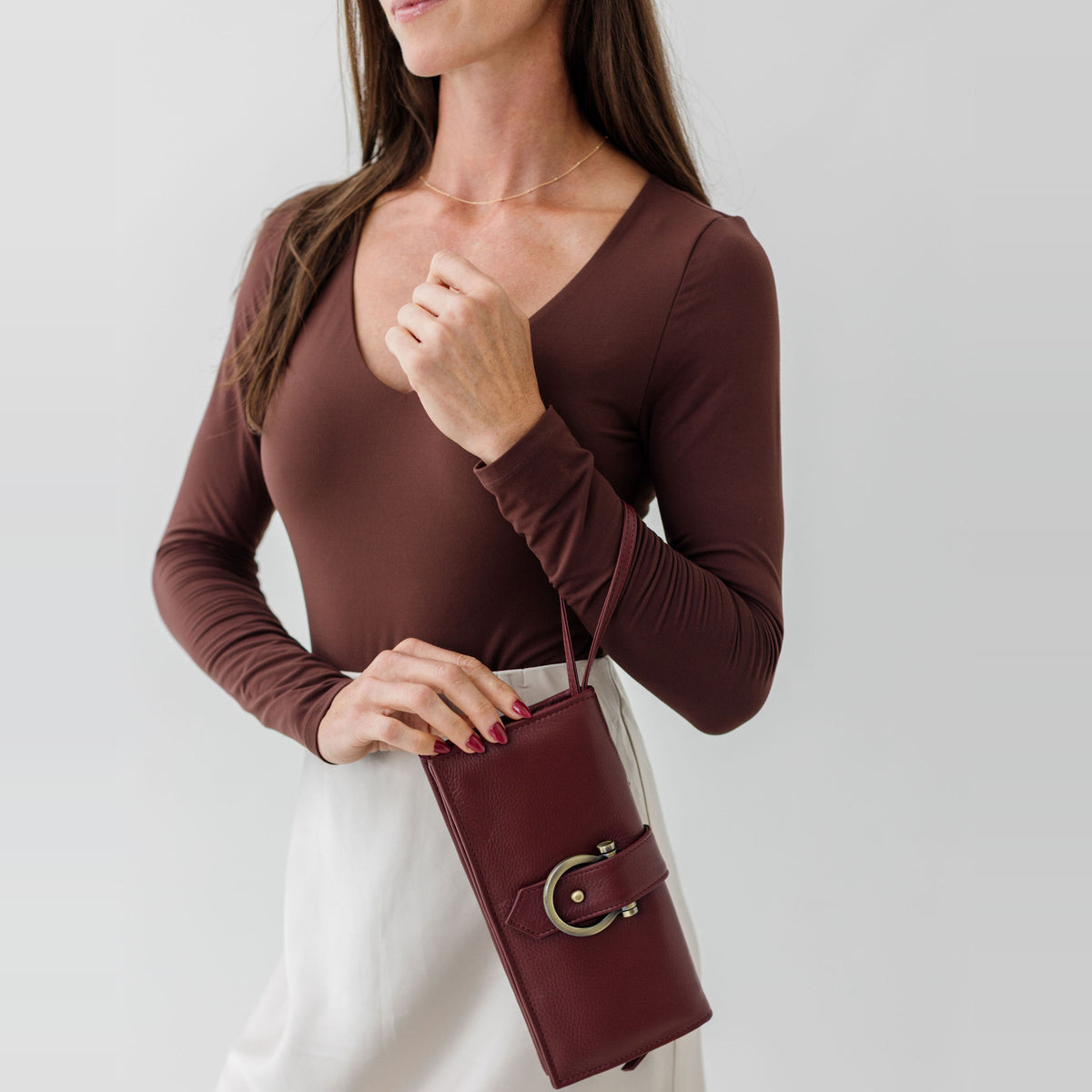 Sapahn Ciara Crossbody and Wallet in Burgundy Oil Leather #Color_Burgundy Oil Leather