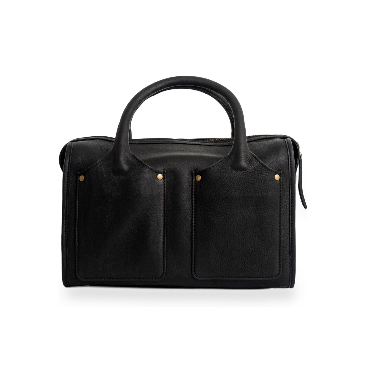 Sapahn Dawn Bowler Bag in Black Raw Leather #Color_Black Raw Leather