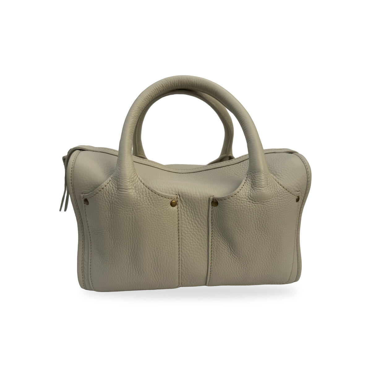 Sapahn Dawn Bowler Bag in Smoke Oil Leather #Color_Smoke Oil Leather