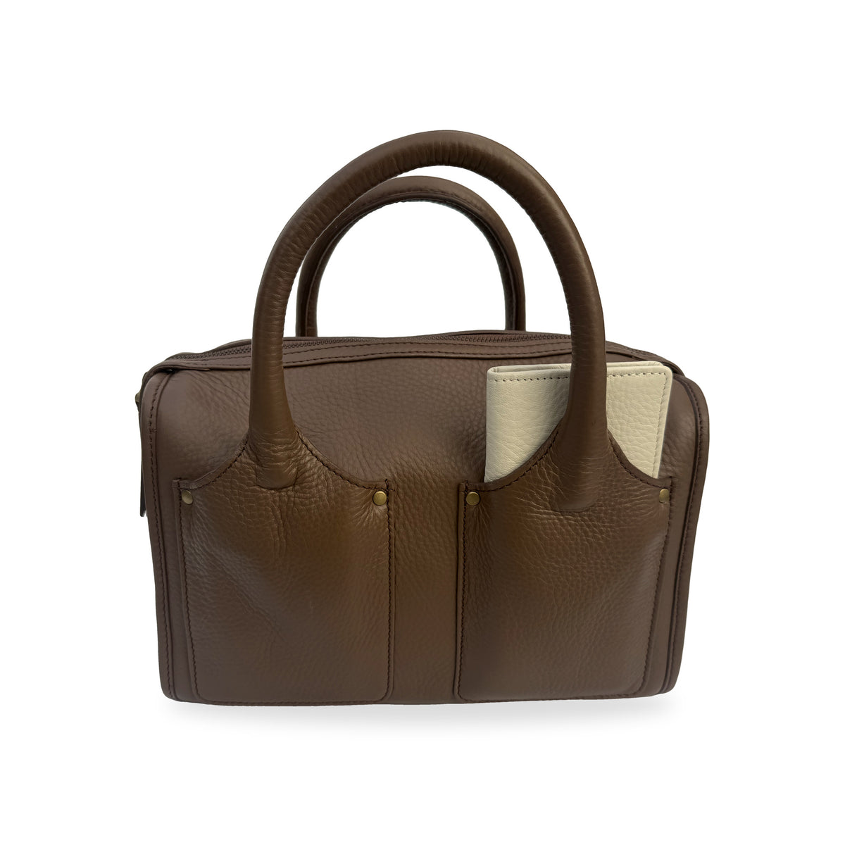Sapahn Dawn Bowler Bag in Toffee Oil Leather #Color_Toffee Oil Leather
