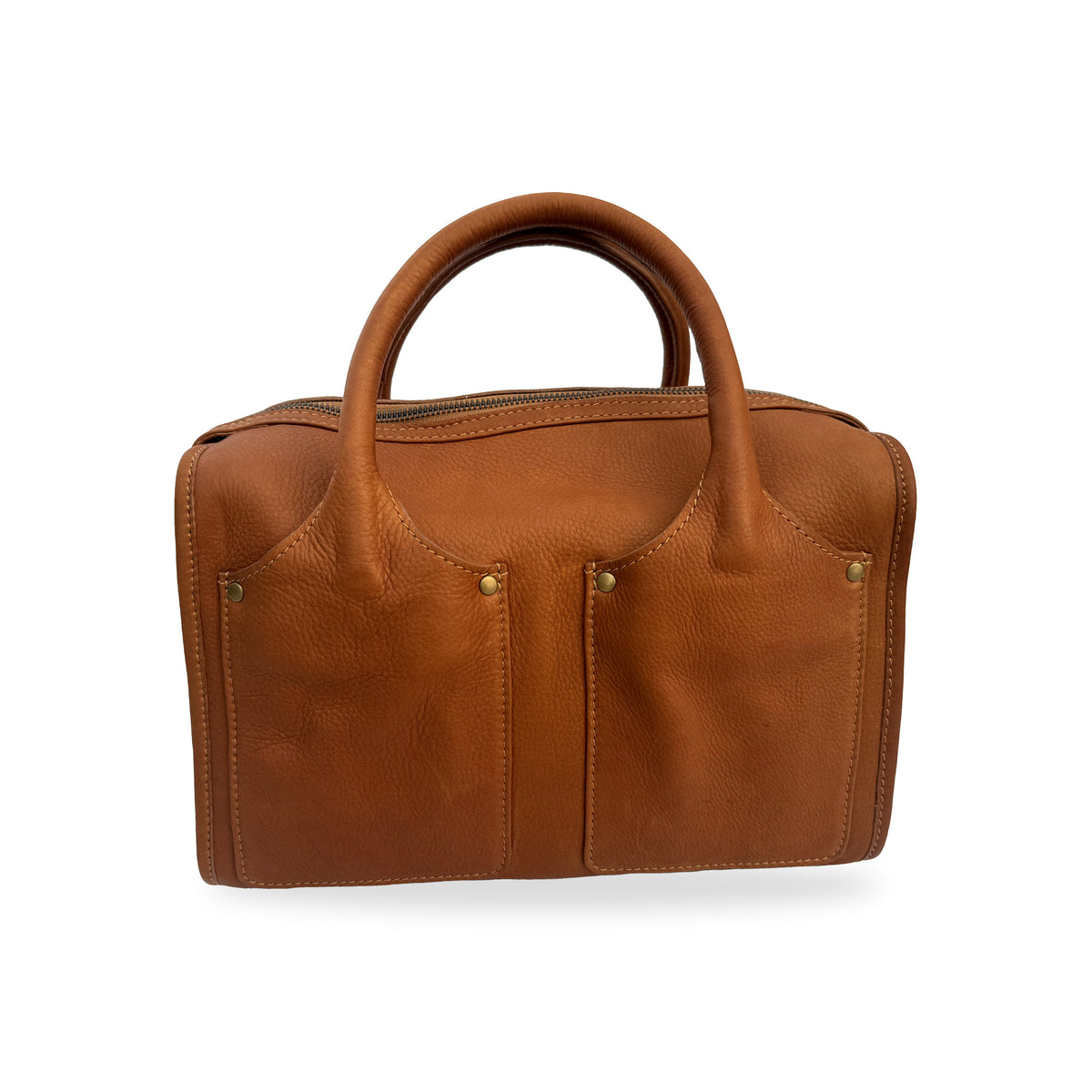 Sapahn Dawn Bowler Bag in Whisky Raw Leather #Color_Whisky Raw Leather