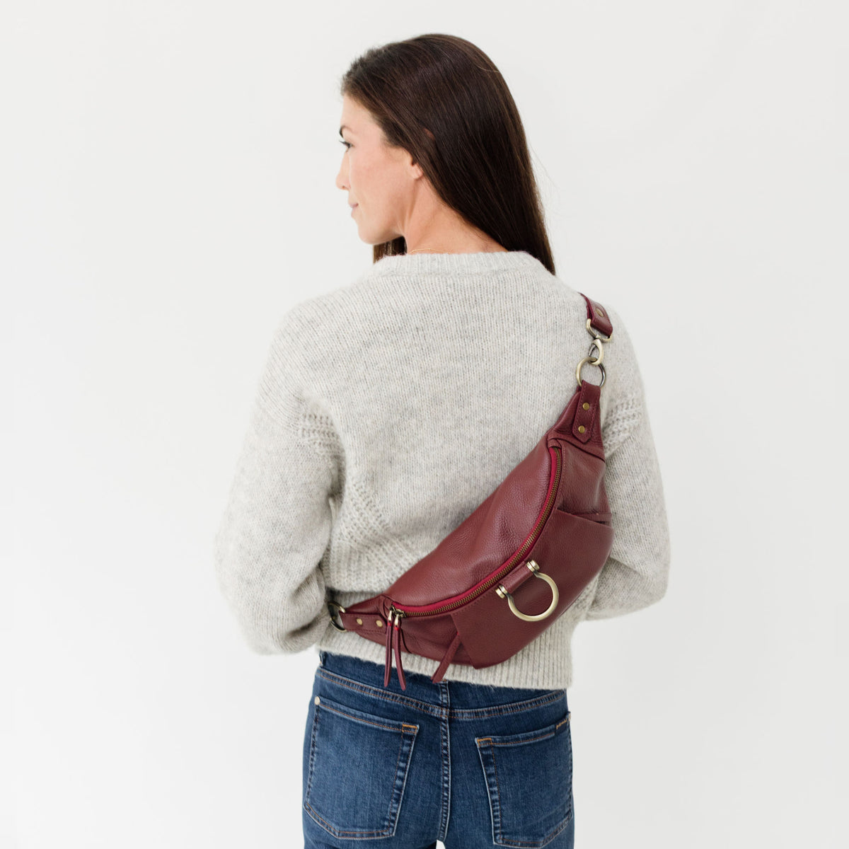 Sapahn Dominique Mini Sling Bag in Burgundy Oil Leather #Color_Burgundy Oil Leather