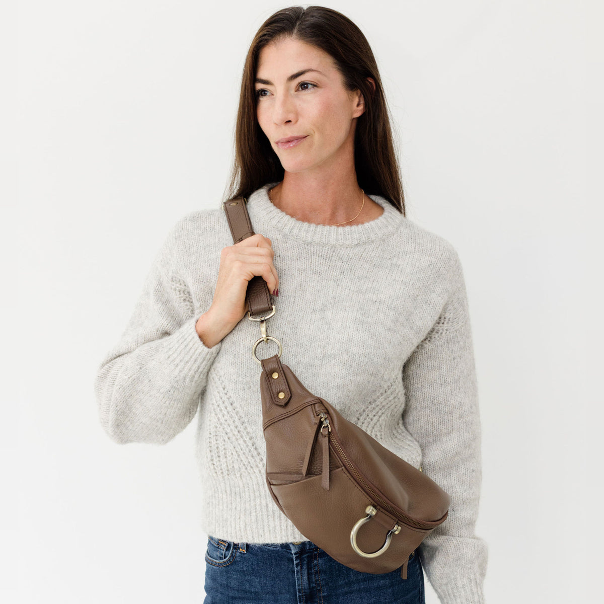 Sapahn Dominique Mini Sling Bag in Toffee Oil Leather #Color_Toffee Oil Leather