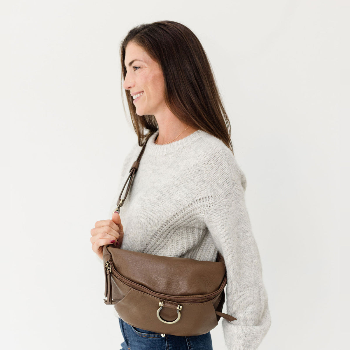 Sapahn Dominique Sling Bag in Toffee Oil Leather #Color_Toffee Oil Leather