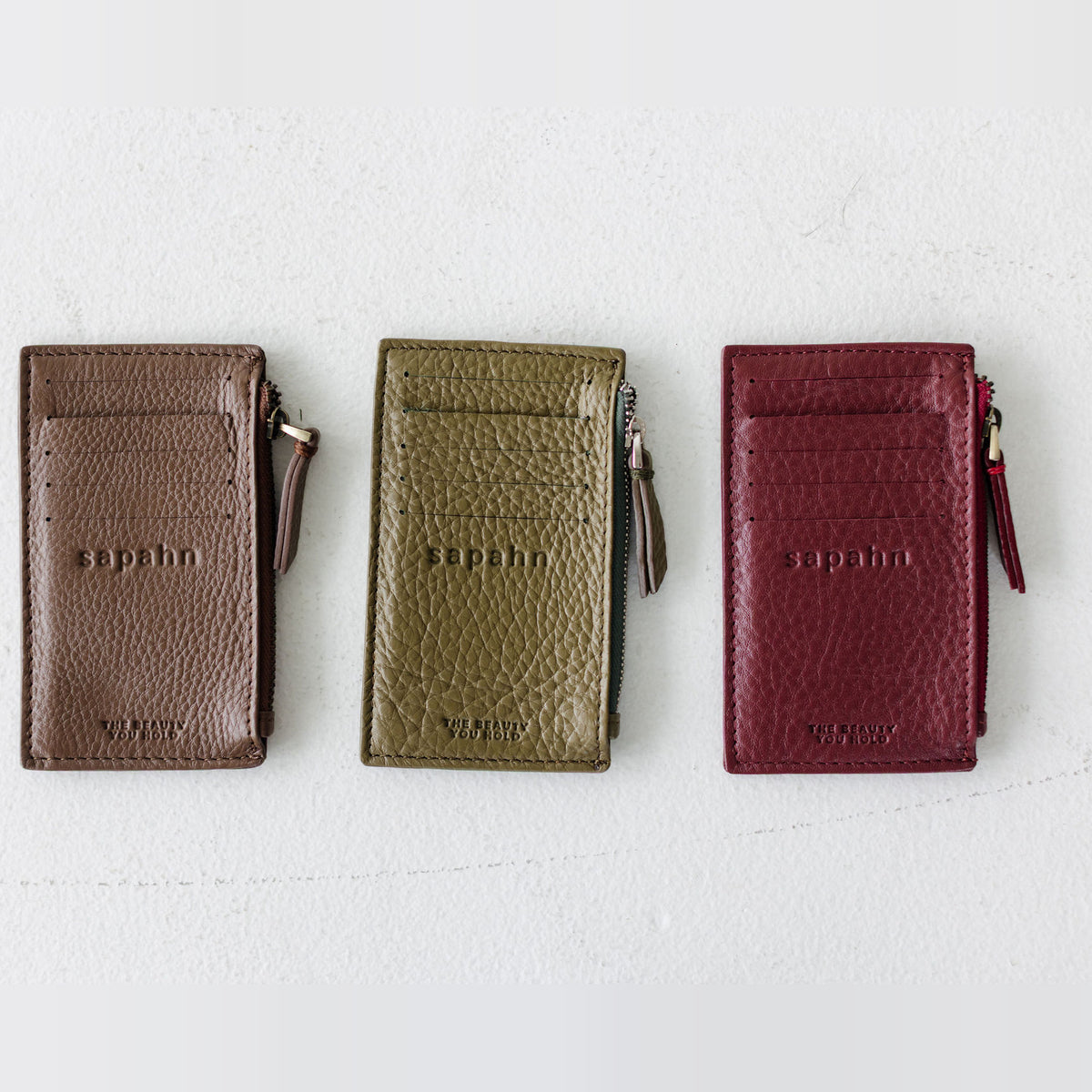 Sapahn Emma Card Holder in Burgundy Oil Leather #Color_Burgundy Oil Leather