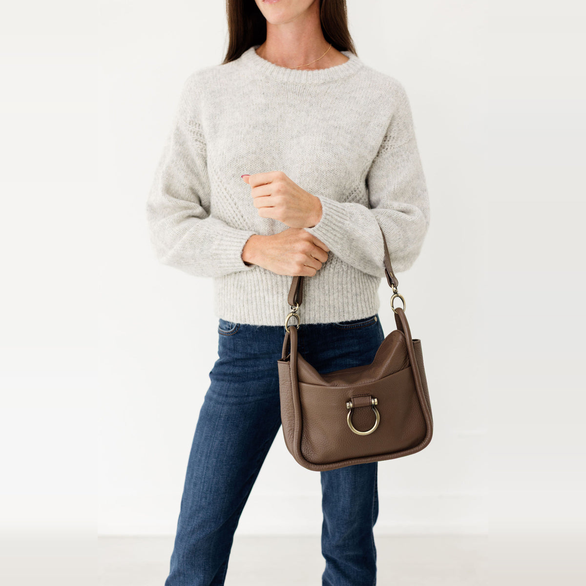 Sapahn Frida Shoulder Bag in Toffee Oil Leather #Color_Toffee Oil Leather