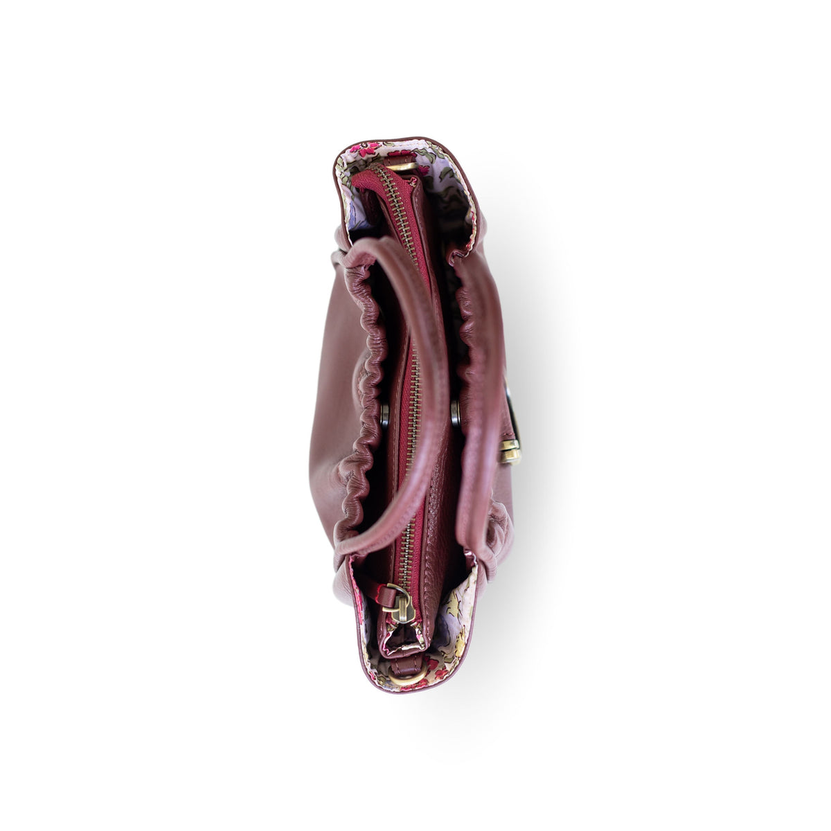 Sapahn Lily Crossbody in Burgundy Oil Leather #Color_Burgundy Oil Leather
