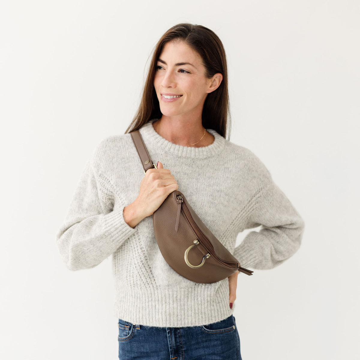 Sapahn Poole Belt Bag in Toffee Oil Leather #Color_Toffee Oil Leather