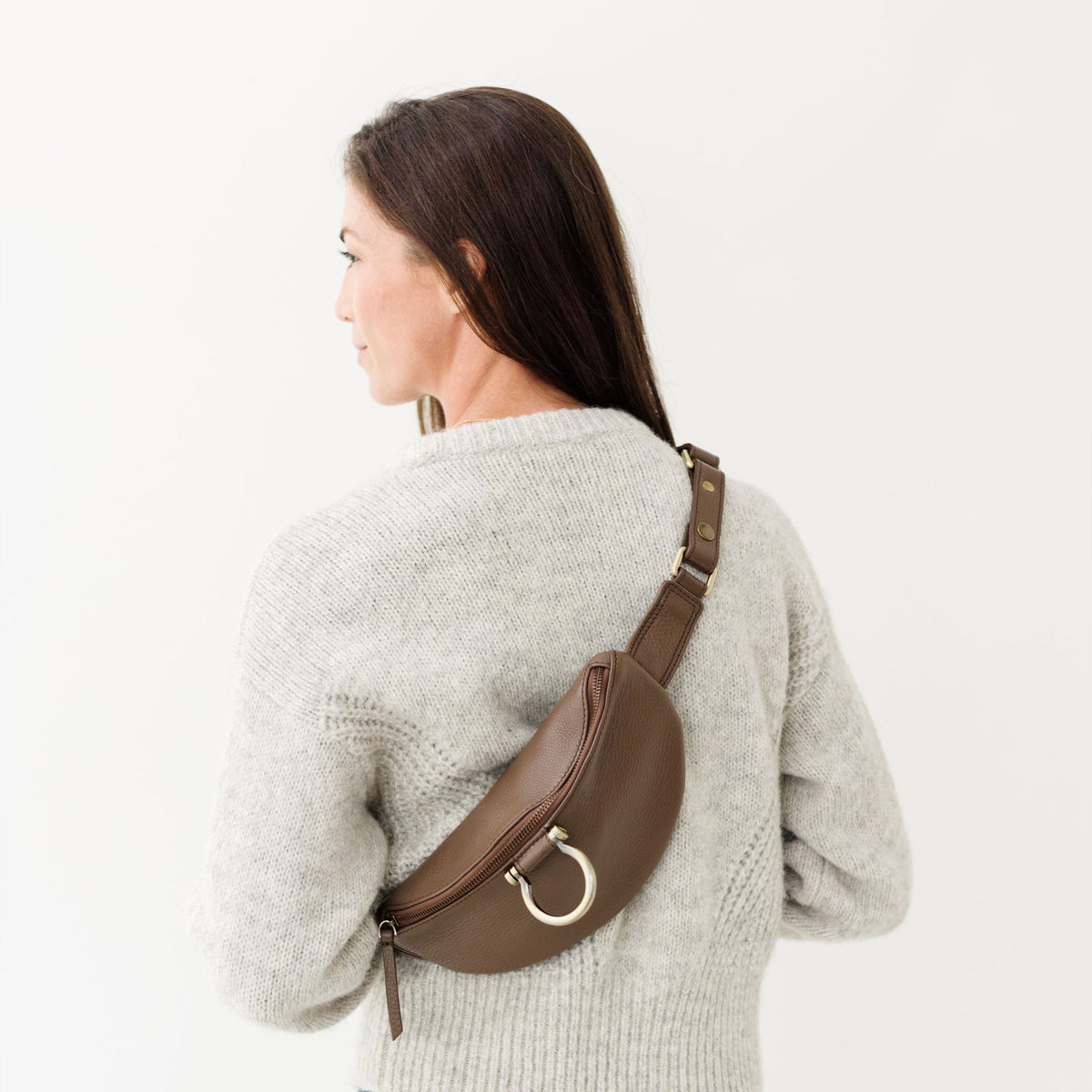 Sapahn Poole Belt Bag in Toffee Oil Leather #Color_Toffee Oil Leather