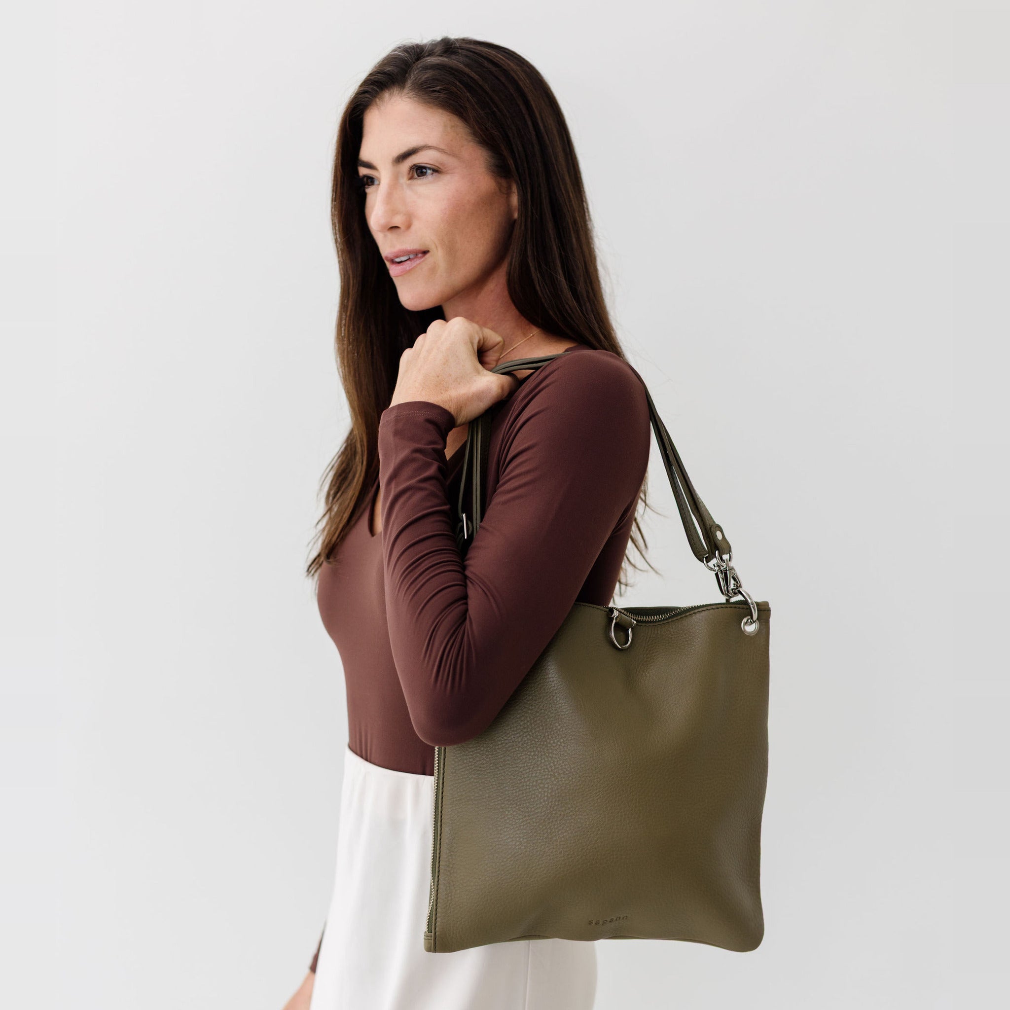 Rin Lightweight Leather Crossbody with Zip Pockets