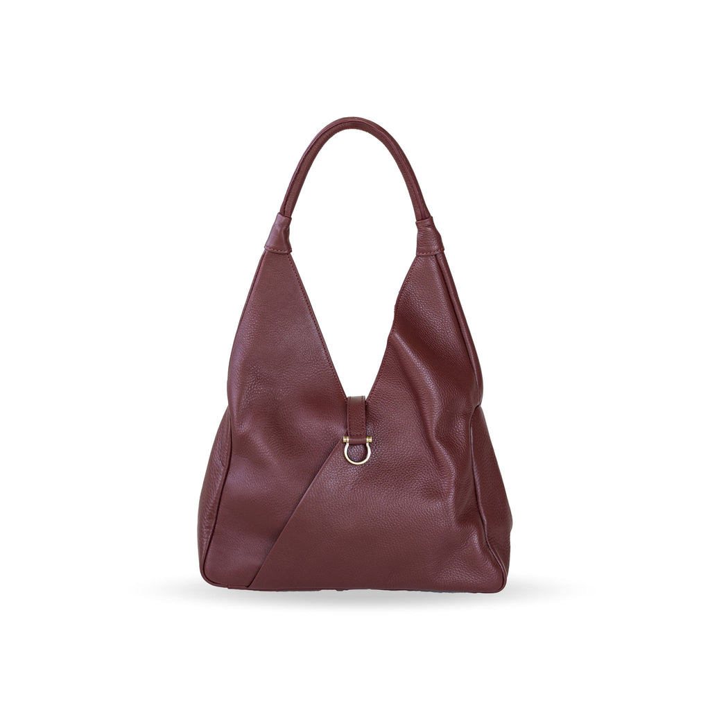 Sapahn Sasha Shoulder Bag in Burgundy Oil Leather #Color_Burgundy Oil Leather