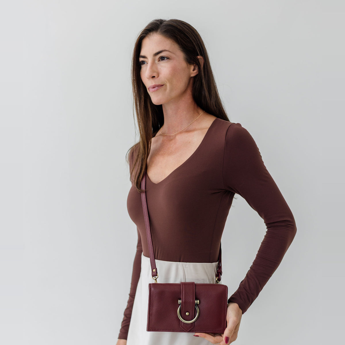 Sapahn Staney Crossbody in Burgundy Oil Leather #Color_Burgundy Oil Leather