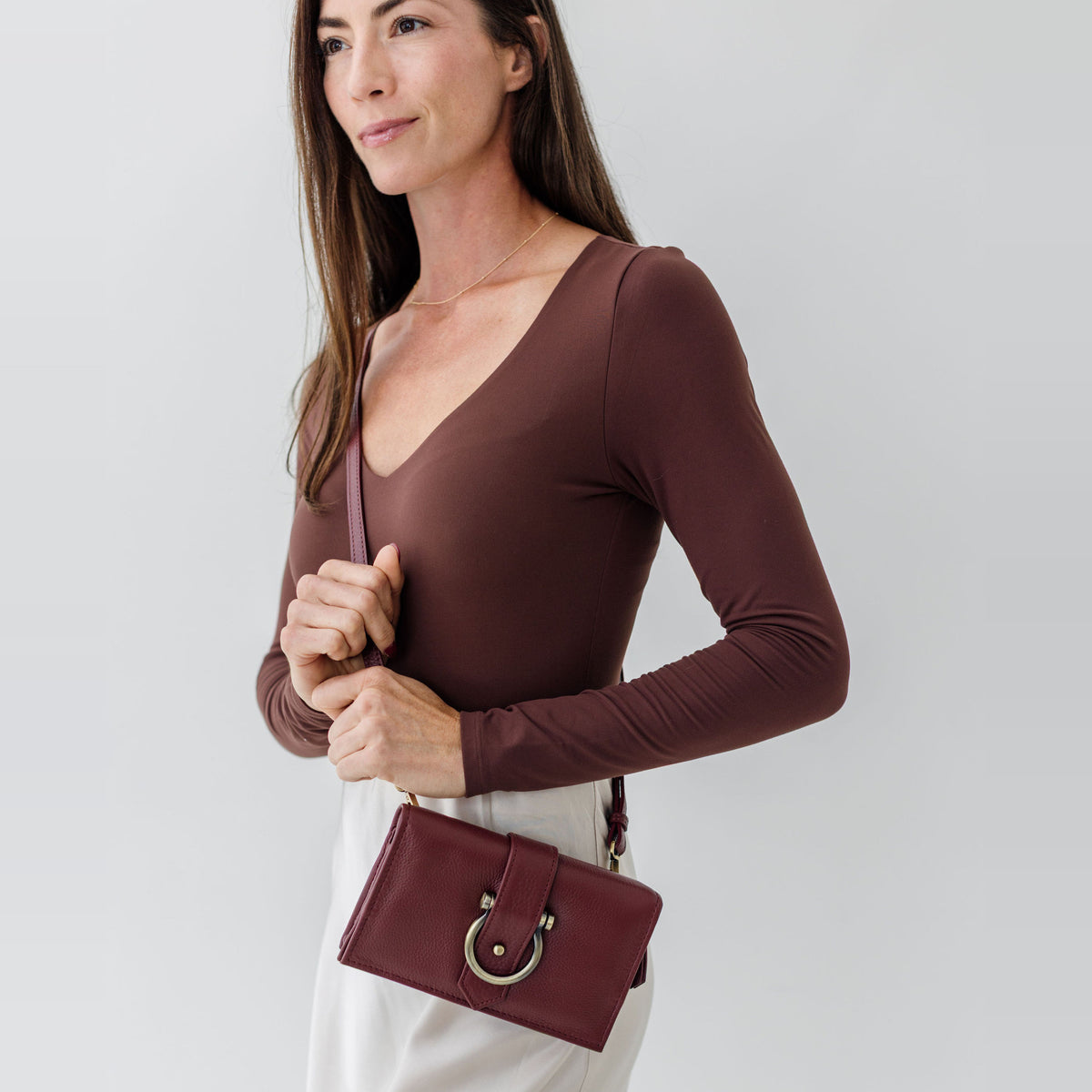 Sapahn Staney Crossbody in Burgundy Oil Leather #Color_Burgundy Oil Leather