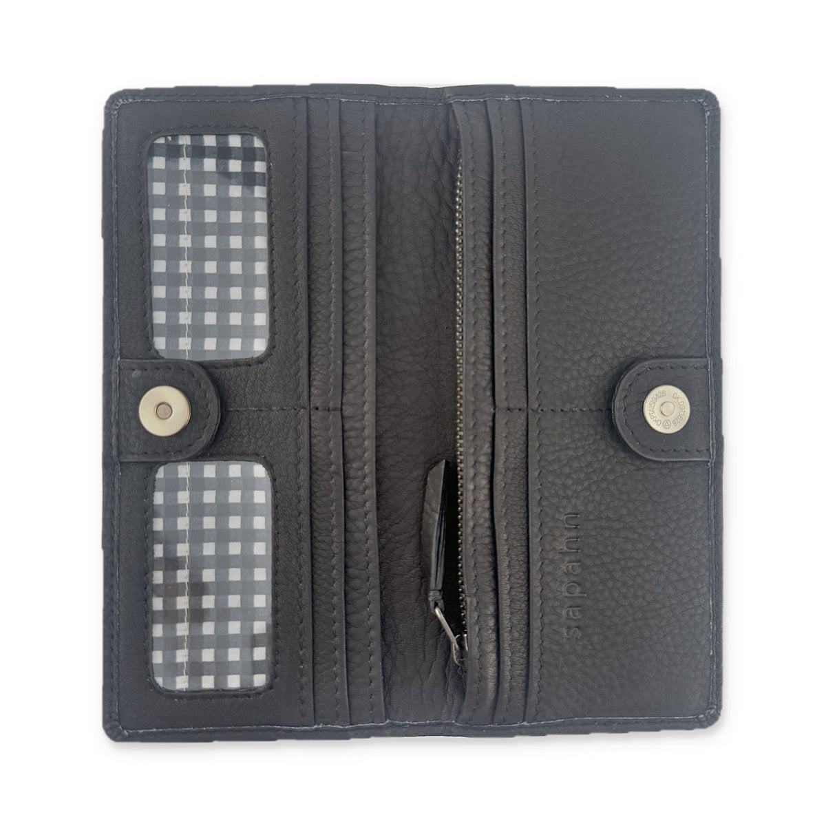 Sapahn Warren Wallet in Black Raw Leather #Color_Black Raw Leather