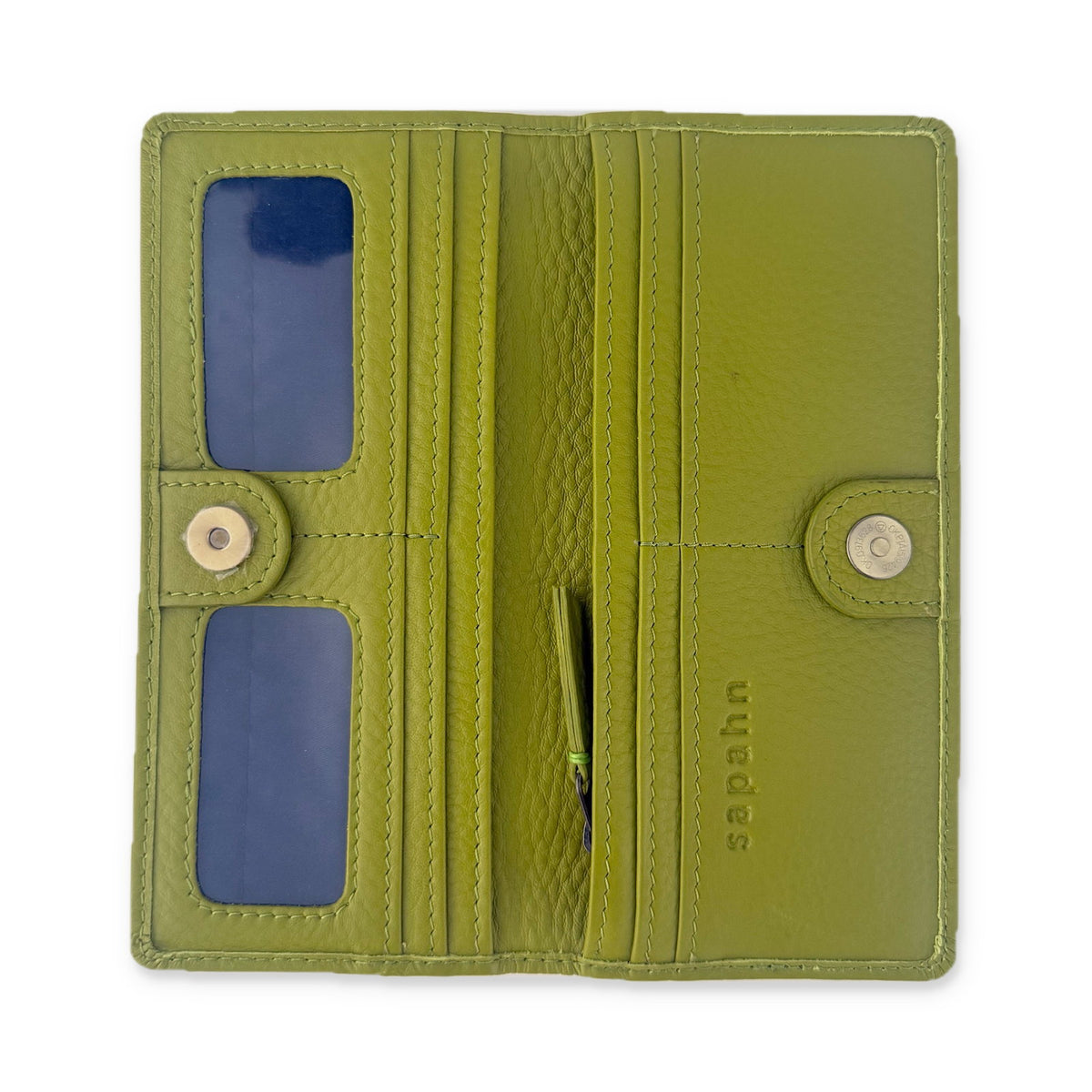 Sapahn Warren Wallet in Lime Oil Leather #Color_Lime Oil Leather