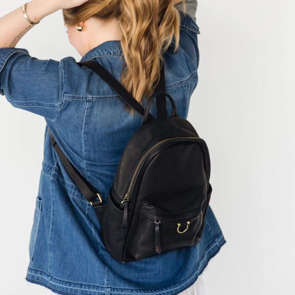 Amelia Leather Backpack French Navy Oil Leather