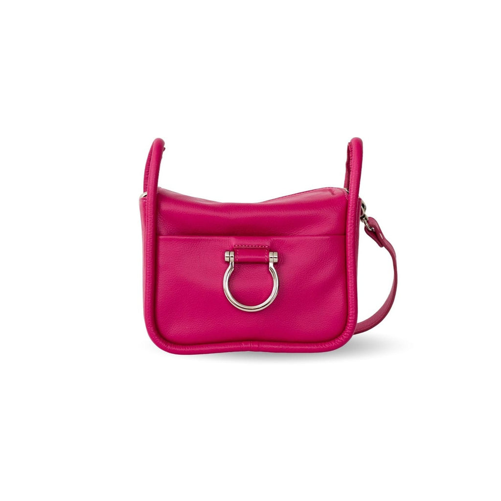 Frida Mini Shoulder Bag - Silver Fuchsia Oil Leather | Sapahn.