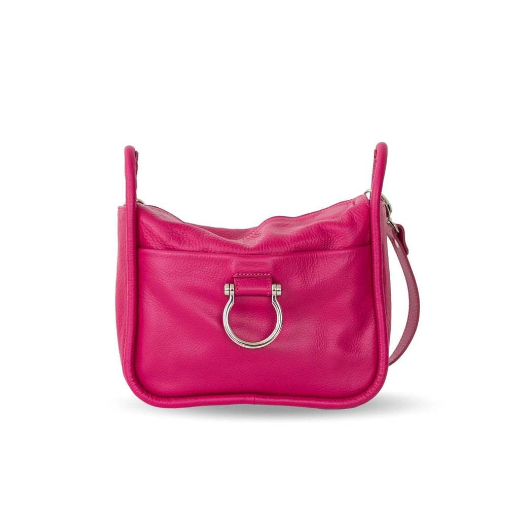 Frida Shoulder Bag - Silver Fuchsia Oil Leather | Sapahn.