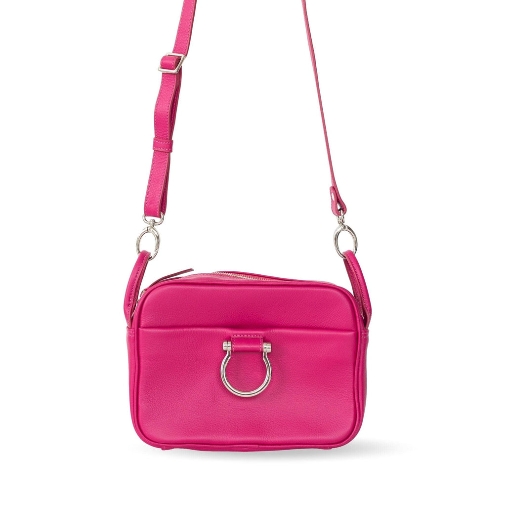 Jori Crossbody - Silver Fuchsia Oil Leather | Sapahn.