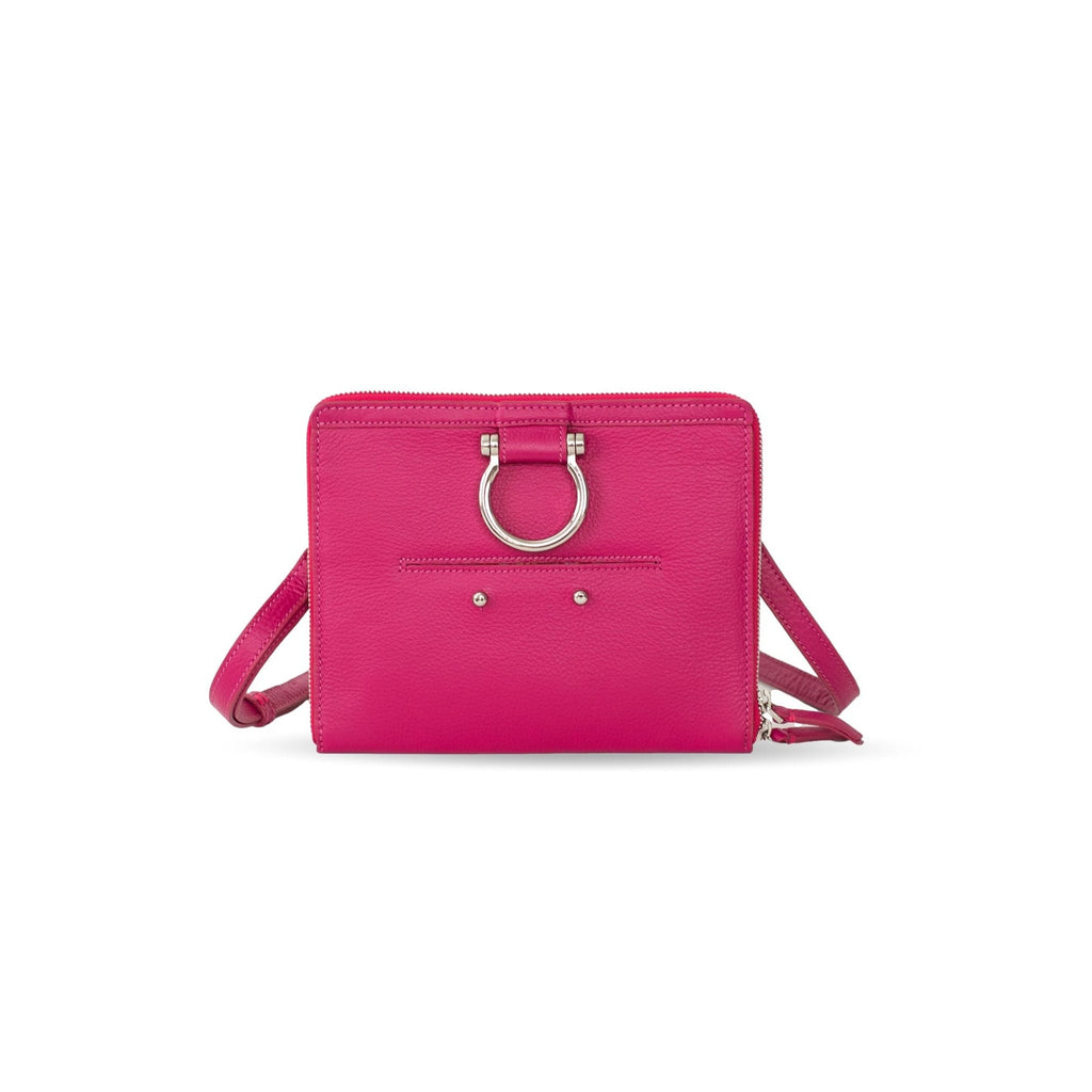M Mini Crossbody - Silver Fuchsia Oil Leather | Sapahn.