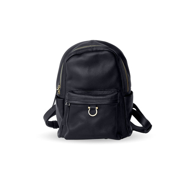 Amelia Leather Backpack Black Raw Leather