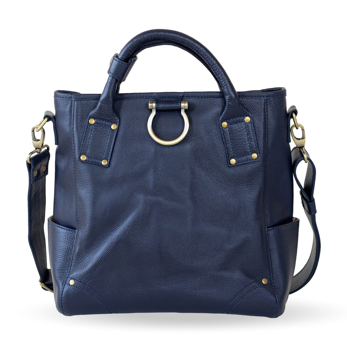 Chloe Leather Convertible Backpack and Crossbody Bag French Navy Oil Leather