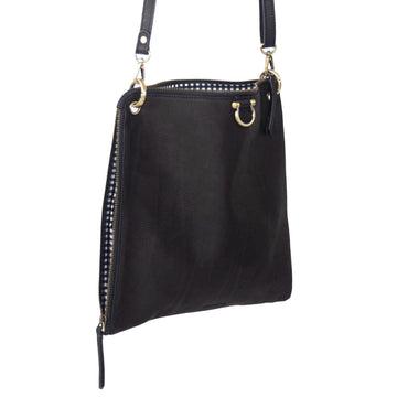 M black leather trapezium bag