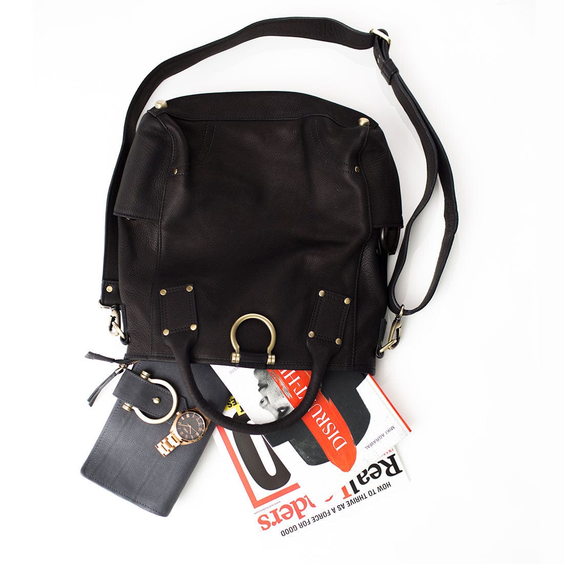 Black Chloe leather crossbody backpack bag fits your everyday essentials.