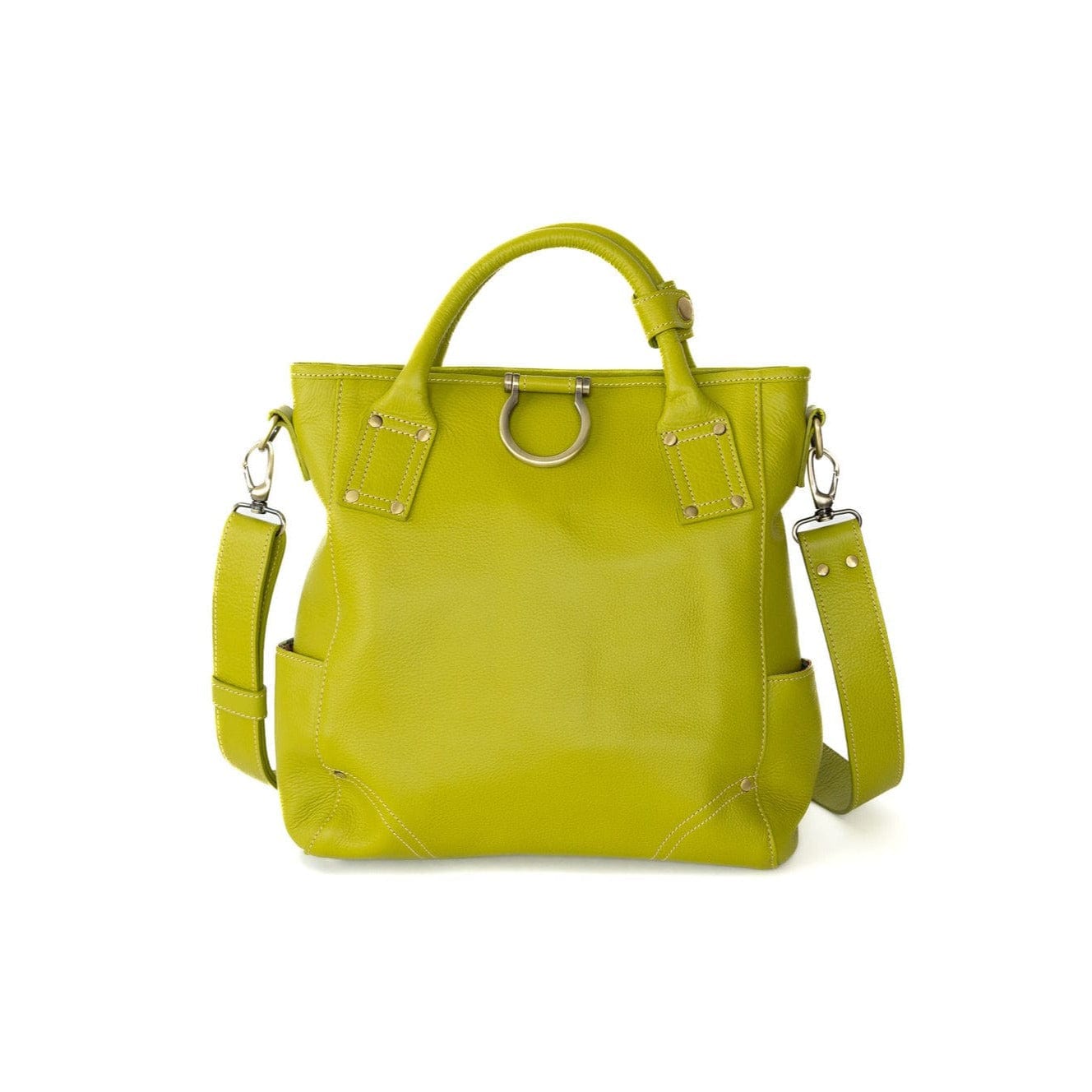 Chloe Convertible Backpack and Crossbody Bag - Lime Oil Leather | Sapahn.