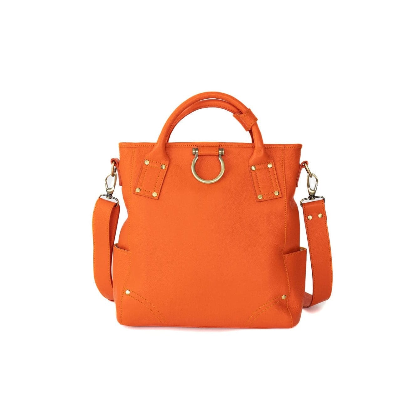 Chloe Convertible Backpack and Crossbody Bag - Orange Oil Leather | Sapahn.