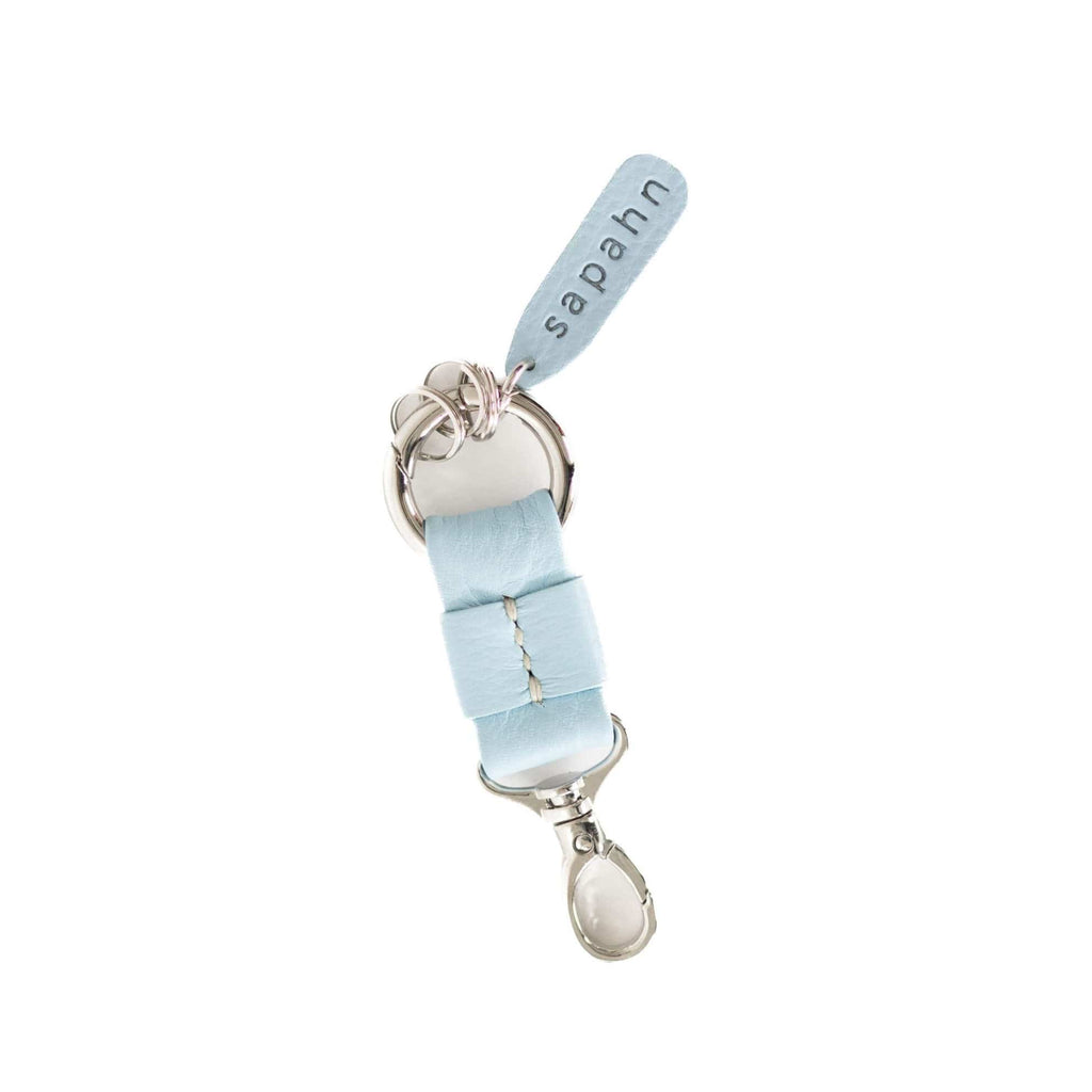 Ella Keychain - Silver Sky Blue Oil Leather | Sapahn.