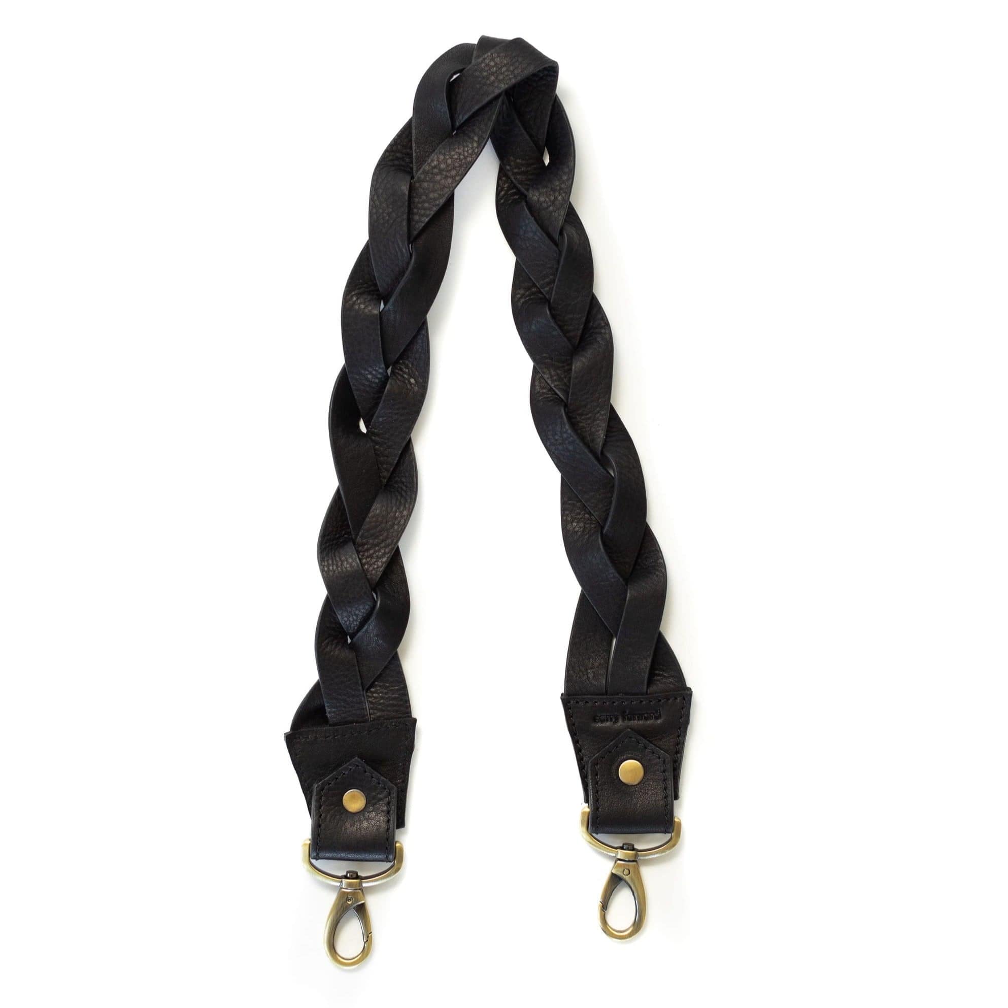 Classic NICKEL Chain Bag Strap With Leather Weaved Through Choice of Length  & Hooks Additional Leather Colors Available 