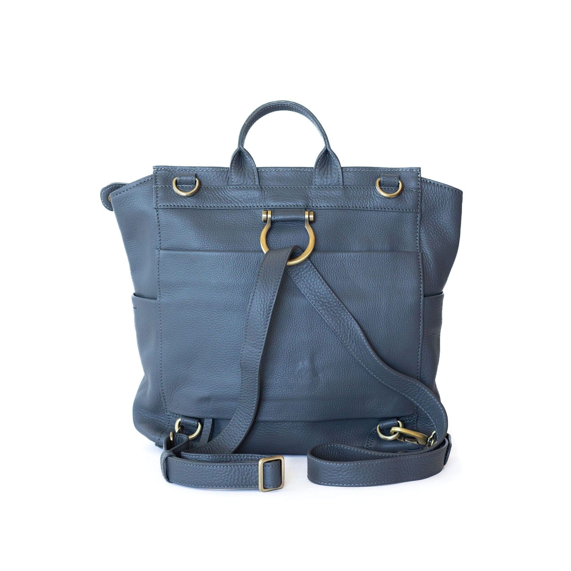 NAS Designer Small Leather Convertible Backpack Crossbody Shoulder