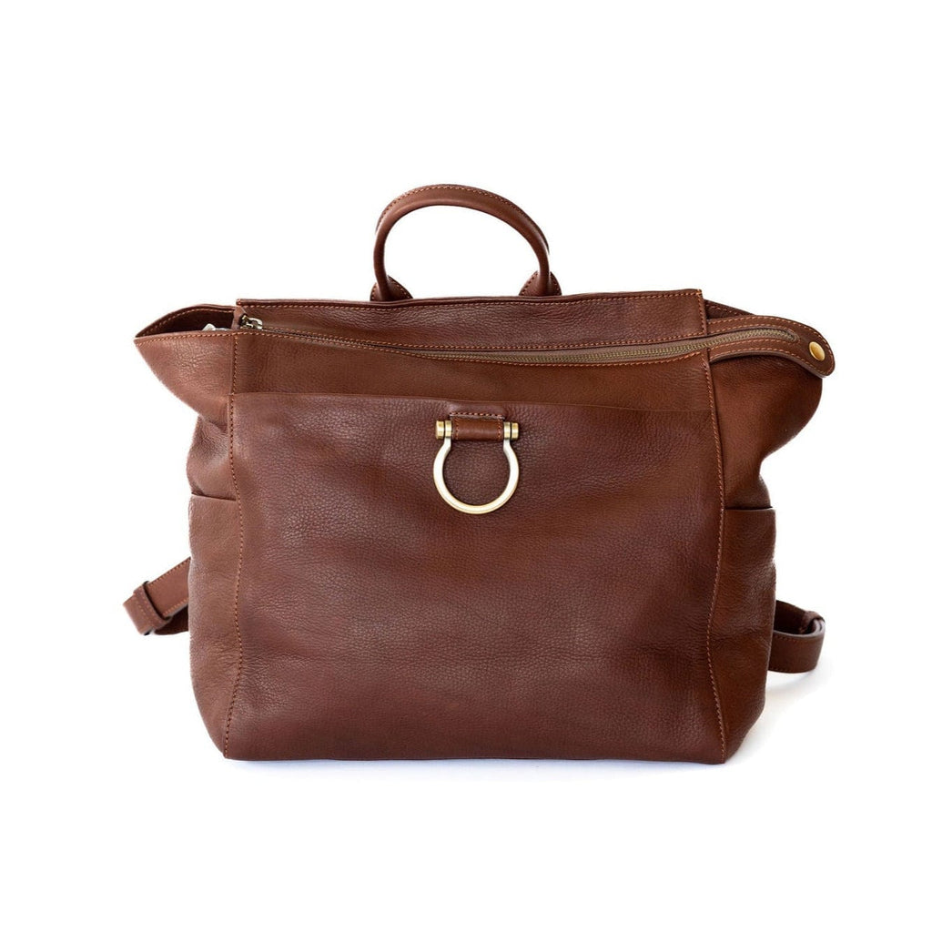 Natasha Convertible Backpack and Crossbody Bag - Walnut Raw Leather | Sapahn.