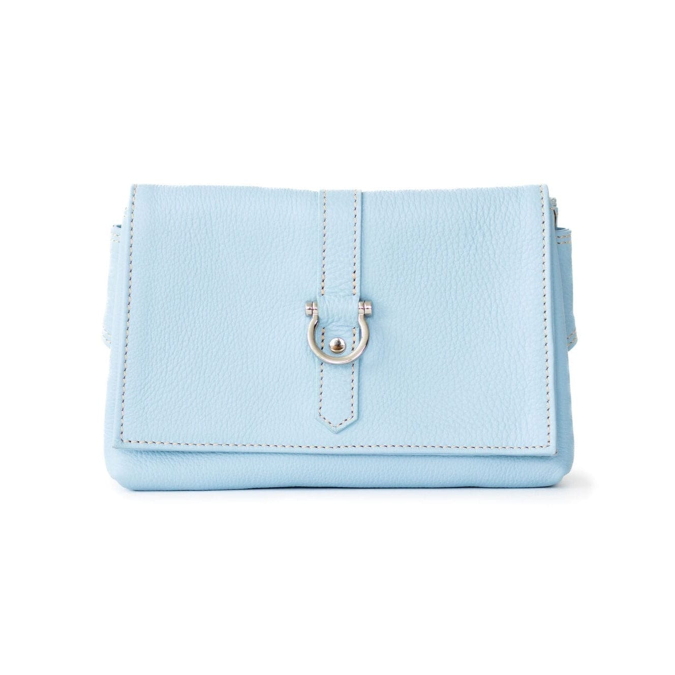 Sarah Ann Crossbody Belt Bag - Silver Sky Blue Oil Leather | Sapahn.