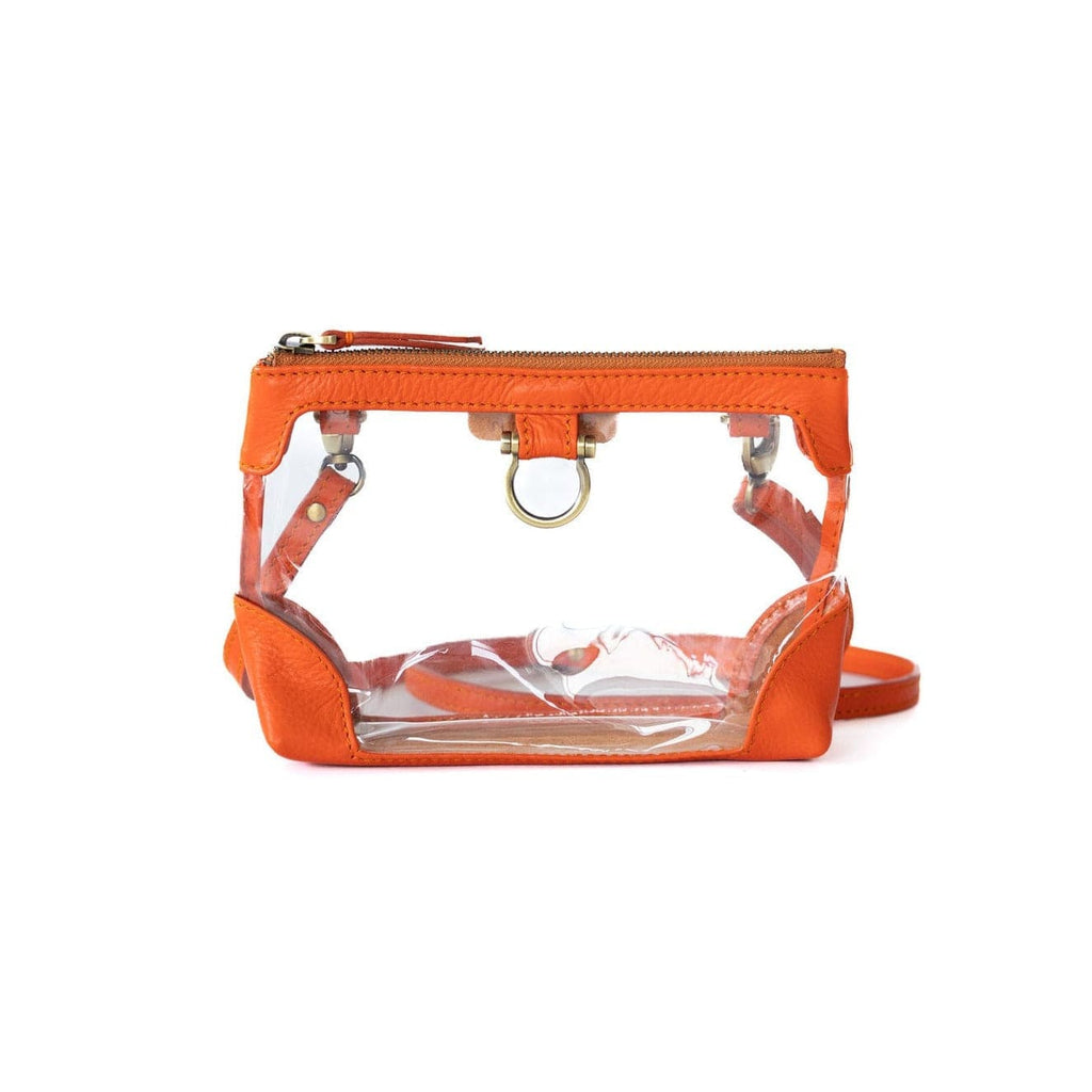Sharon Mini Clear Crossbody - Orange Oil Leather | Sapahn.