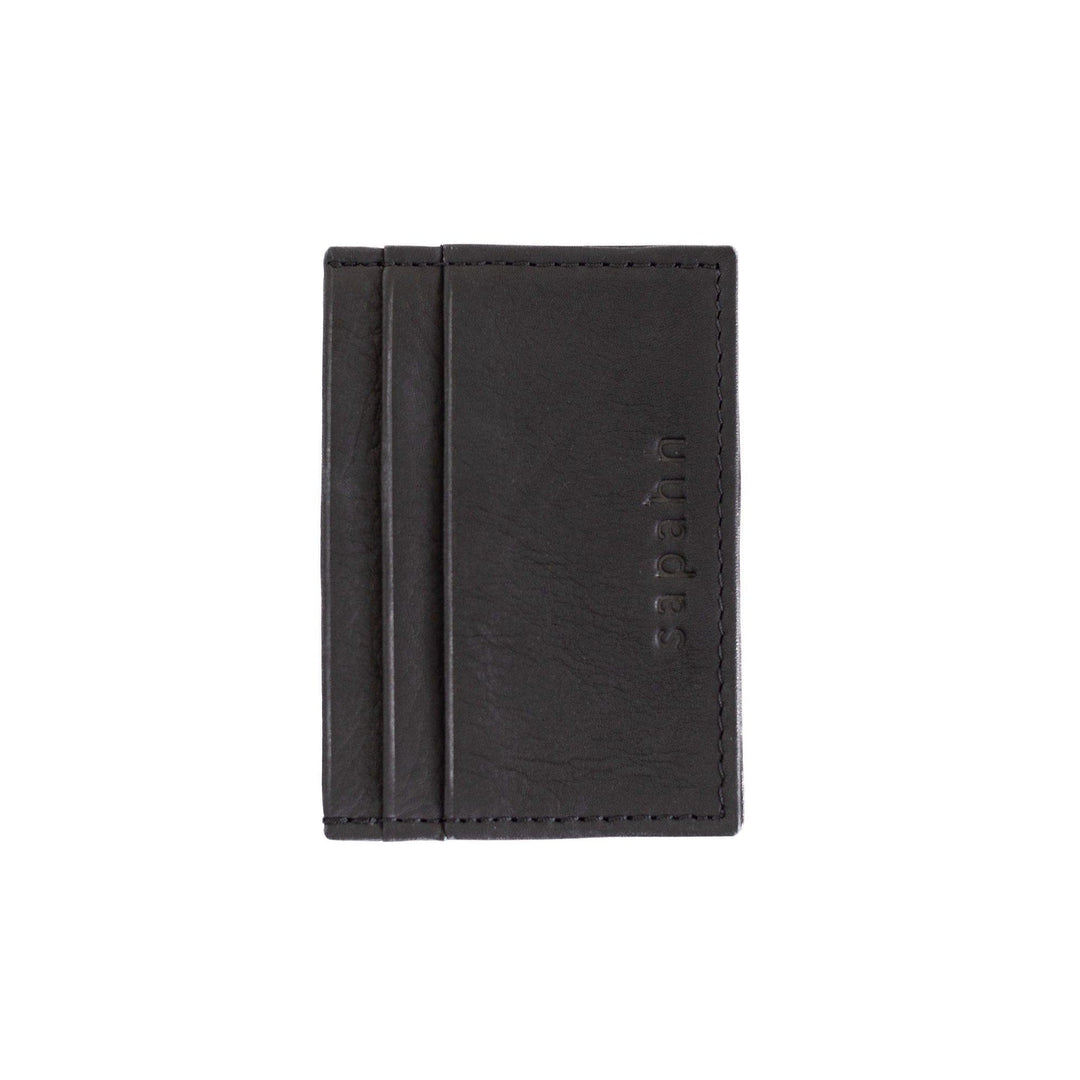 Minimalist Real Leather Wallet with ID Card Holder, Black