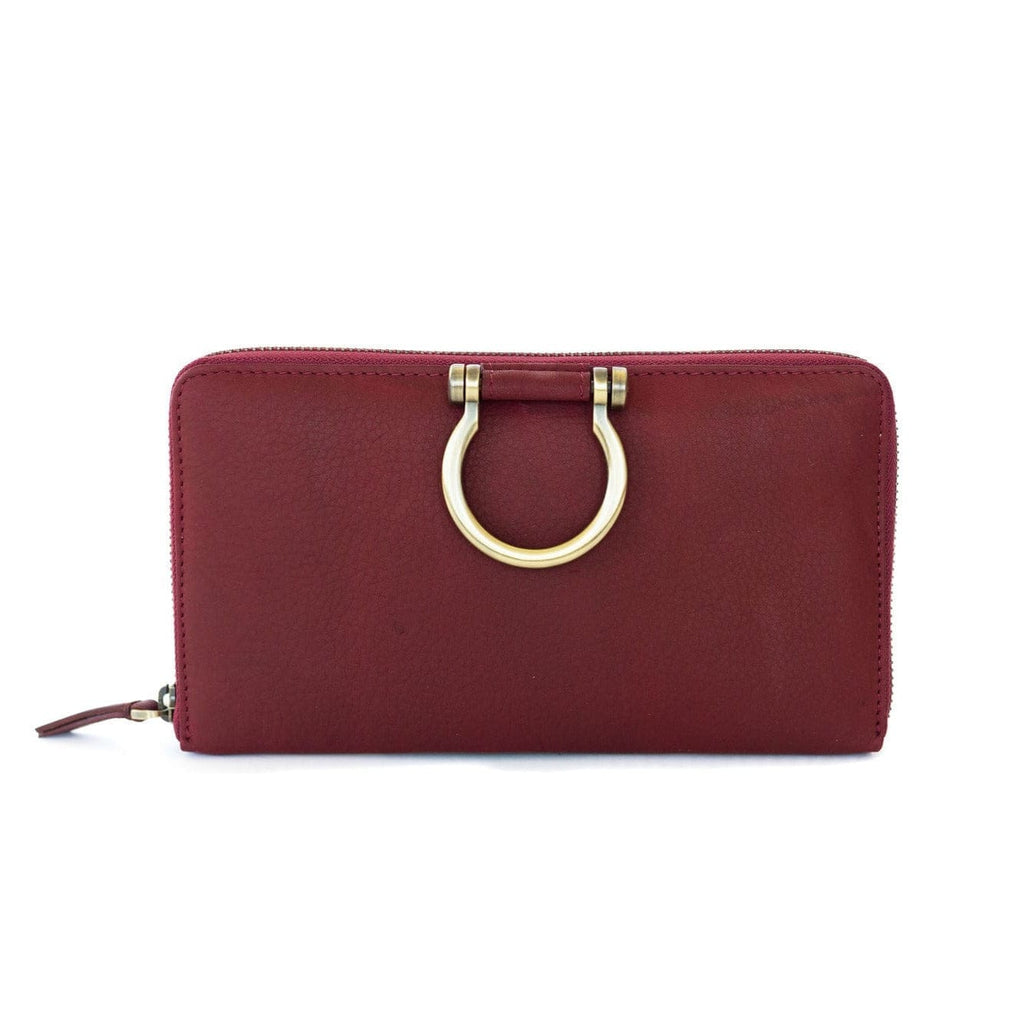 Winnie Jo XL Wallet and Crossbody - Cranberry Raw Leather | Sapahn.